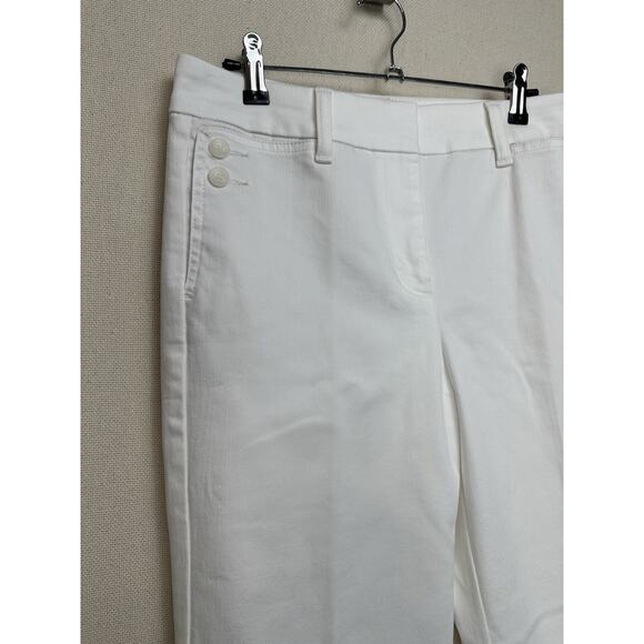 Talbots White Cotton Blend Stretch Pants Button Front Pocket Design Size 4 EUC - Picture 3 of 14